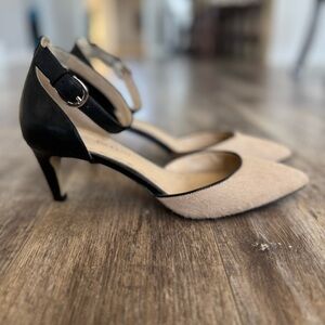 Enzo Angiolini Crystani Genuine Calf Hair Ankle Strap Pumps